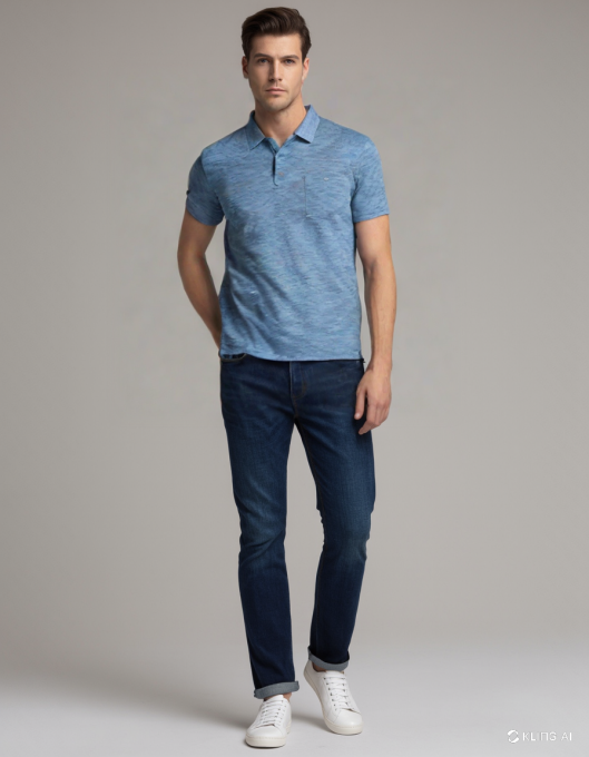 Blue melange polo shirt